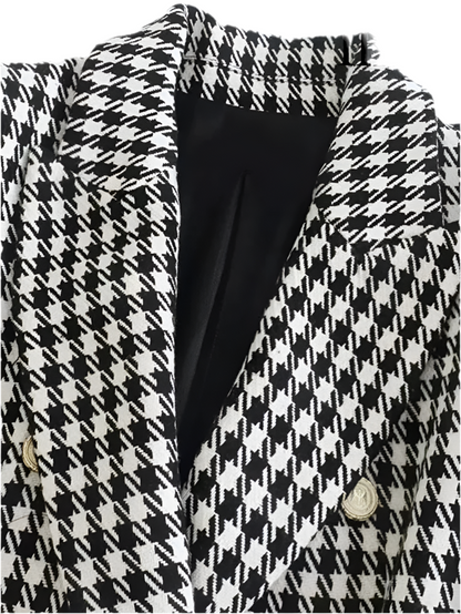 Double Breasted Houndstooth Blazer  Vintage.