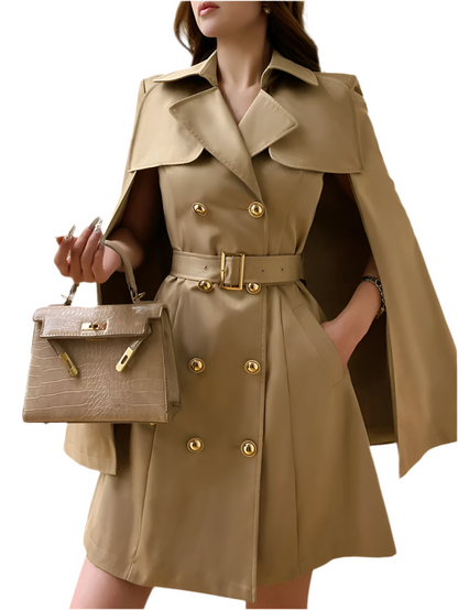 Cape Double Breast Trench Coat Cloak Sleeves Jacket.