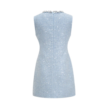 SEQUINNED TWEED MINI DRESS.