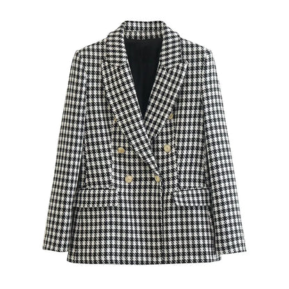 Double Breasted Houndstooth Blazer  Vintage.