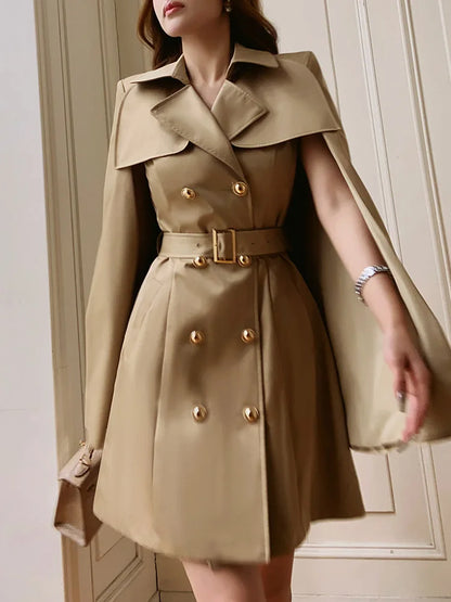 Cape Double Breast Trench Coat Cloak Sleeves Jacket.