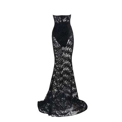 Black Lace Evening Gown